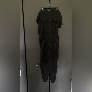 Ava & Viv Black Off the Shoulder Flutter Sleeve Jumpsuit
